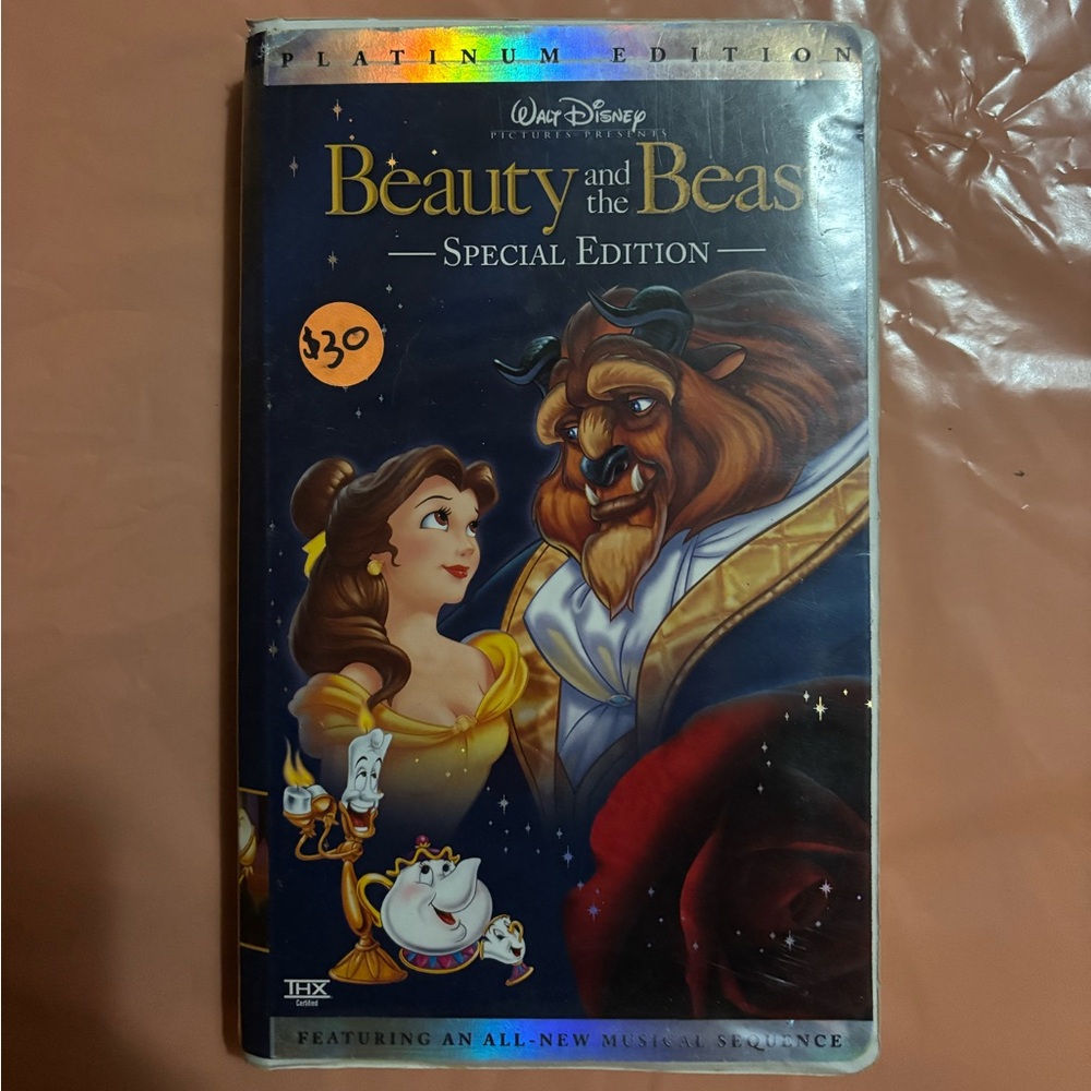 Disney's Beauty and the Beast VHS with Red and Blue Cover